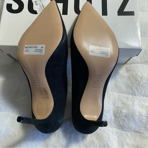 New SCHUTZ Women's Lou Black Suede Pointed Toe High Heel Pumps - Size 8B - Picture 11 of 16